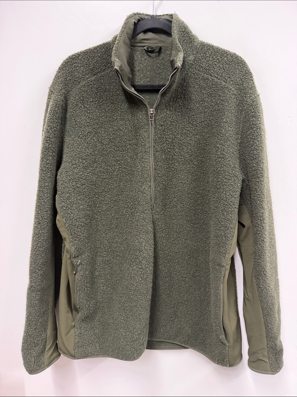 Lululemon tundra trek wool Sherpa fleece pullover 1/2 zip olive L